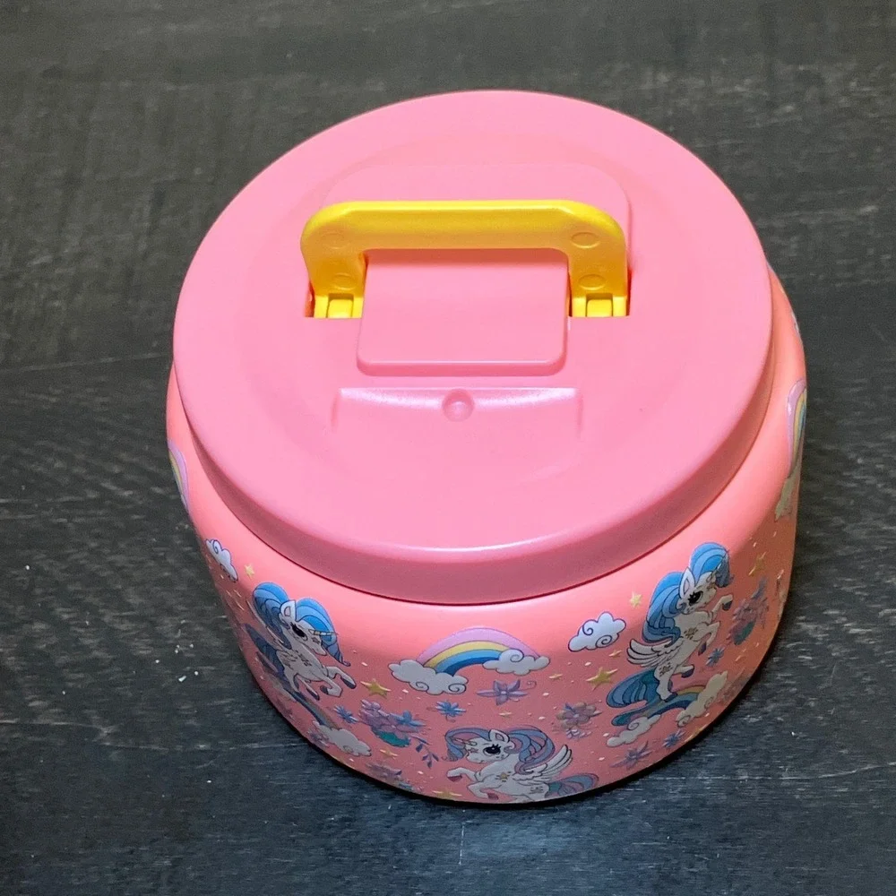 Pink Unicorn Bento Lunch Box Set with Insulated Stainless Steel Food Jar Jar